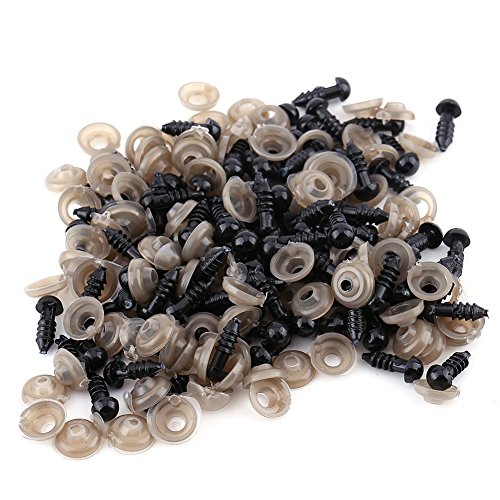 100Pcs Kunststoff Sicherheitsaugen, Augen für Plüschtiere mit Unterlegscheibe, Sicherheitsaugen für Häkeltiere für Plüschtier Teddybär, 6/8/9/10/12 MM(12mm) von Hztyyier