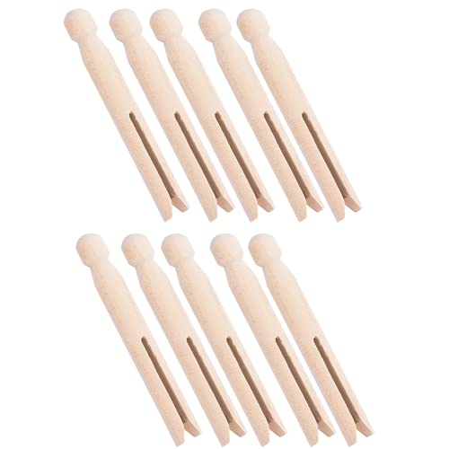10Pcs traditionelle Holzwäscheklammern, hölzerne Dolly Kleidung Kleidungsstifte Stickerei Kreuzstichfaden Wolle Wicklung Aufbewahrungsstangen Nähen von Hztyyier