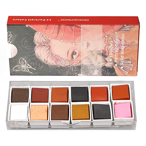 12 Farben Gouache-Farben-Set Metallic-Aquarell-Set Tragbares und Kompaktes Künstlerzubehör für Mal- und Aquarelltechniken von Hztyyier