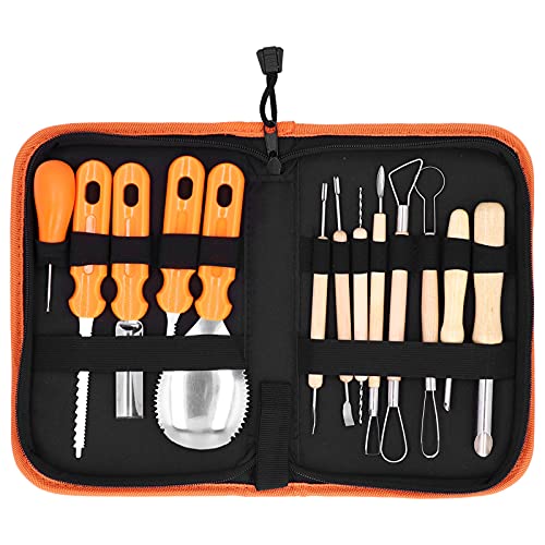 14Pcs Kürbis Schnitzwerkzeug Set, Halloween Kürbis Schnitzset Edelstahl Halloween Dekoration Zubehör Halloween Kürbis mit Tragetasche 14Pcs Kürbis Schnitzwerkzeug Set, Halloween Kürbis Schnitzset Edelstahl Halloween Dekoration Zubehör Halloween Kürbis mit Tragetasche von Hztyyier