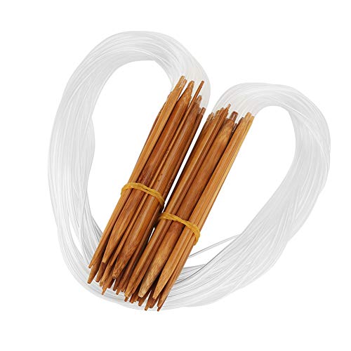 18 Paar Bambus Rundstricknadeln Set Doppelspitzen Stricknadeln mit transparenter Röhre Größe von 2-10mm Länge: 80cm von Hztyyier