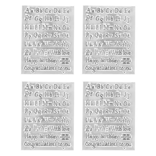 4 Stück Transparente Alphabet-Stempel aus Silikon, Groß- und Kleinbuchstaben, Transparente Gummistempel für Kartenherstellung, Dekoration von Hztyyier