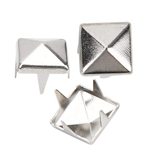 400 Sätze Vier Backen Vierkant Spike Nieten, DIY Leder Spike Nieten Quadratische Spike Nieten Tasche Nieten Lederbekleidung Schuhe Nieten(6mm Silber) von Hztyyier