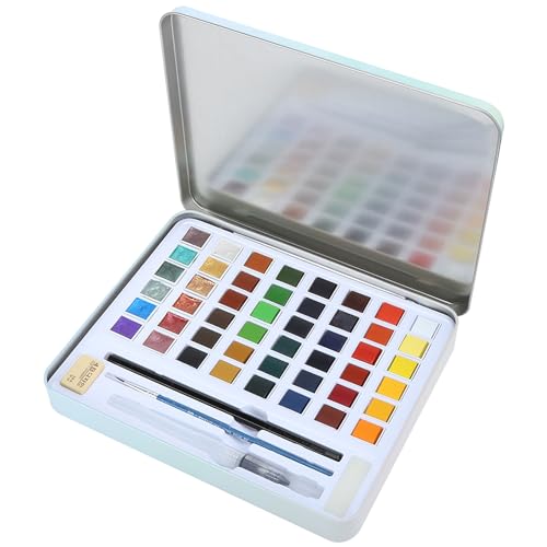 Aquarell-Farbset, 48-Farben-Anzug Solid Block + Tin Box, Aquarellpigment für Künstler Malerei von Hztyyier