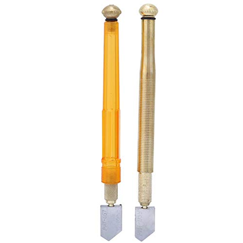 Glasschneider Set, 2 STÜCKE 2mm 12mm Golden Pencil Oil Feed Hartmetallspitze Glasschneider Schneidwerkzeug für Mosaik/Fliesen/Spiegelglasschneiden von Hztyyier