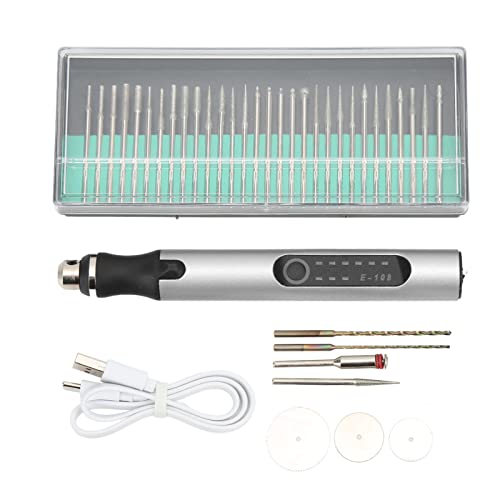 Handgravurstift USB-Aufladung Mini-Graviermaschine mit 3 Geschwindigkeiten für Schmuckglas Steinbohren Schneiden Schleifen Beschriftung DIY Handwerk(Silber) von Hztyyier