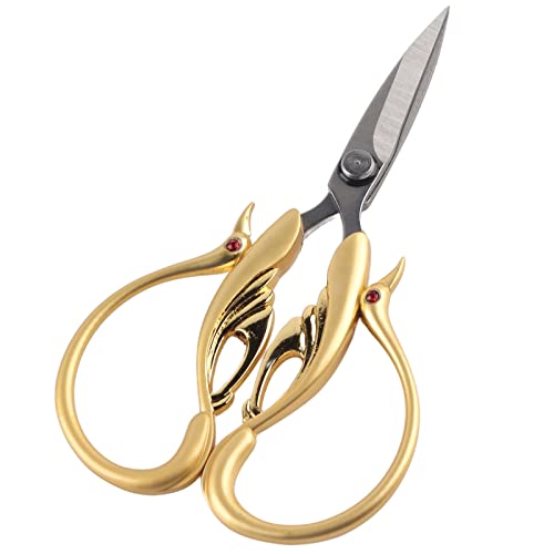 Hztyyier Elegante, Schwanförmige Schere für DIY -Projekte, Langlebige Edelstahl -Schneidwerkzeuge für Vintage Sammlung (goldene Blume) von Hztyyier