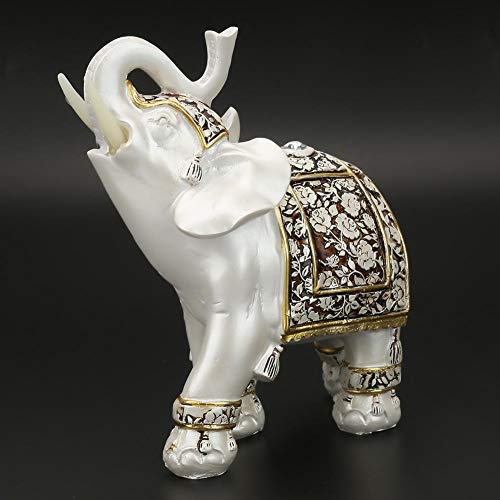 Hztyyier Elephant Figurines,6.7 Zoll Elefantenstatue mit weißer Farbe Vintage Style Lucky Elephant Ornament für Wohnkultur Büro Dekoration Sammlung Geschenk von Hztyyier