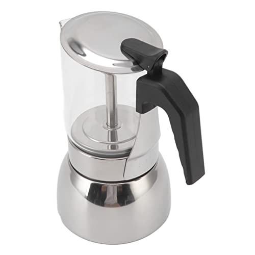 Hztyyier Glas Moka Pot Edelstahl Italienische Kaffeemaschine für Zuhause und Café, Leicht zu Reinigen für Kaffeeliebhaber (300ML) von Hztyyier