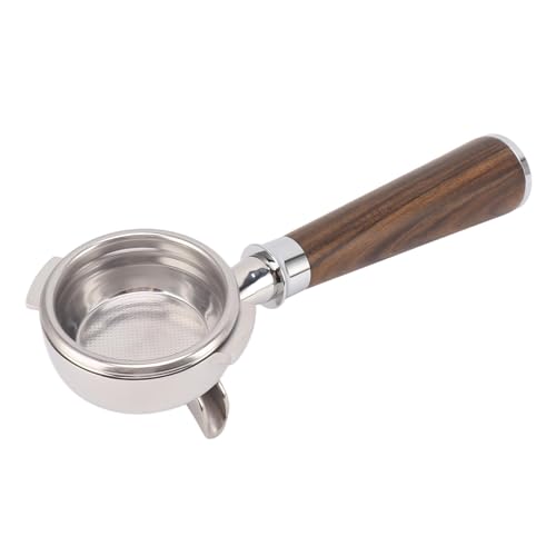 Hztyyier Kaffee Portaf Filter Edelstahl Ersatz 58mm 3 Ohren Nackter Filter mit Filter Korb Holzgriff Kaffee Maschine Zubehör (Geben Sie einen schwarzen Säurezweig ein) von Hztyyier