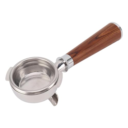 Hztyyier Kaffee Portaf Filter Edelstahl Ersatz 58mm 3 Ohren Nackter Filter mit Filter Korb Holzgriff Kaffee Maschine Zubehör (Typ A Rotsäurezweige) von Hztyyier