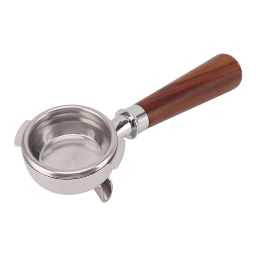 Hztyyier Kaffee Portaf Filter Edelstahl Ersatz 58mm 3 Ohren Nackter Filter mit Filter Korb Holzgriff Kaffee Maschine Zubehör (Typ A1 rotes Säurezweig) von Hztyyier