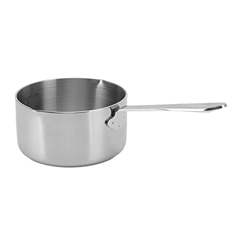 Hztyyier Kleiner Touch aus Edelstahl Butterwärmer Flacher Milchköpfe für Heizungssuppen für Professionelle Köche (500ML) von Hztyyier
