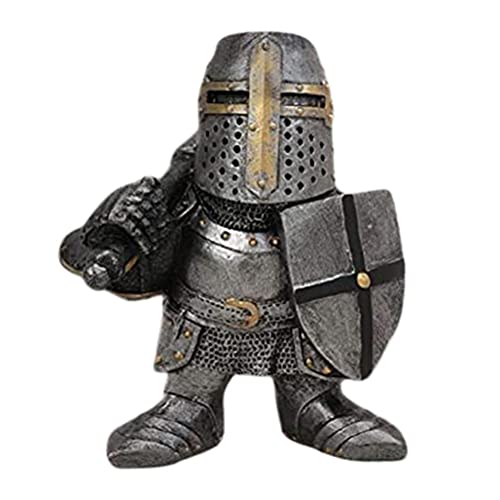 Hztyyier Knight Dwarf Guard, 5,9 Zoll Skulptur, Ornament-Dekoration, Templer-Figur für Hof-Rasen-Garten-Dekorationen (Stil 1) von Hztyyier