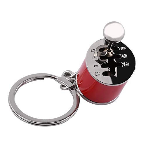 Hztyyier Kreativ Keychain, Shifter Keychain Sechsgang-Schaltknauf Getriebeschlüsselring Metallschlüsselanhänger Geschenk(rot) von Hztyyier