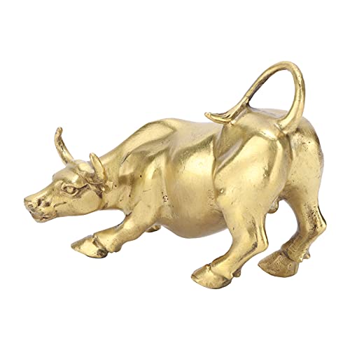 Hztyyier Messing Stier Figur, Feng Shui Wall Street Kupfer Stier Statue Kunstwerk Desktop Dekoration für Büro Schlafzimmer Bücherregal Shop von Hztyyier