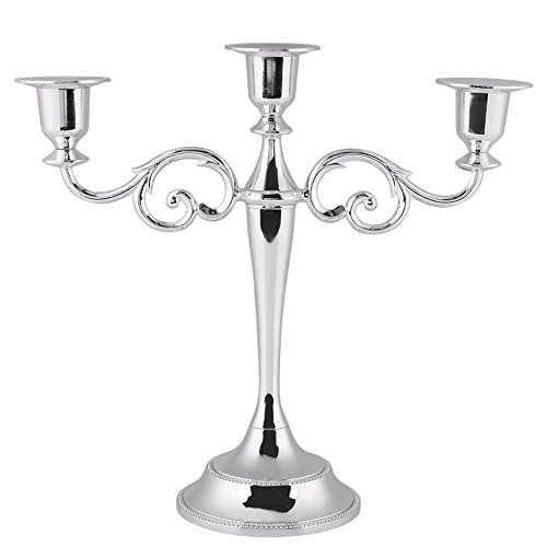 Hztyyier Metal Candelabra 3 Arms Kerzenhalter Metal Pillar Candle Stick Hochzeit Events Candelabra Candle Stand Herzstück(Silber) von Hztyyier