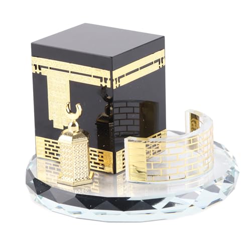 Hztyyier Muslimische Kristall vergoldete Kaaba Clock Tower Miniatur Modell Prunkstück islamische Architektur Handwerk Home Fahrzeug Dekor islamische Gebäude Geschenk von Hztyyier