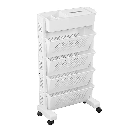 Hztyyier Rotatable Abnehmbarer Lagerorganisator Regal Rolling Bookshelf Abnehmbares Plastikregal für Heimstudienraum Geeignet (5 Schichten) von Hztyyier