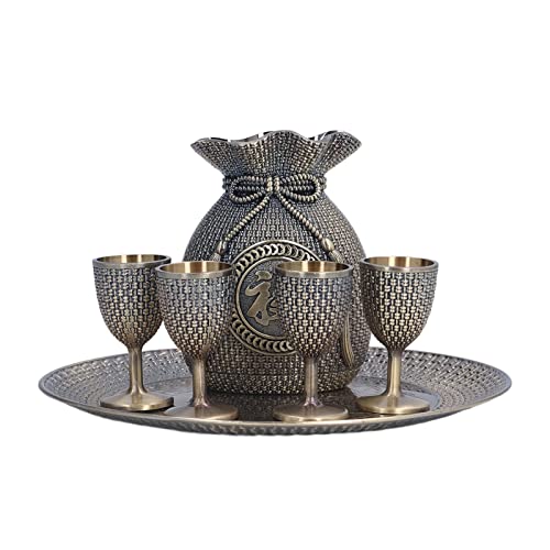 Hztyyier Türkischer Tee -Set Vintage Exquisite Muster Fadeless Zinklegierung für Home Party 4 Tassen 1 Topf 1 Tablett von Hztyyier