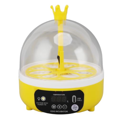 Mini-Ei-Inkubator, Automatische Temperatur- und Feuchtigkeitskontrolle, 4 Eier, Candler, Geflügel-Brutmaschine, Hühner, Enten, Tauben (Automatisches Drehen) von Hztyyier