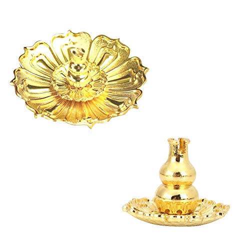 Mini Messing Räucherstäbchenhalter Lotus Stick Räucherstäbchenhalter mit Blumenform Kunst und klassischer Ofendekoration(Golden) von Hztyyier
