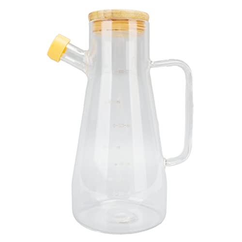 Ölflasche aus Borosilikatglas mit Griffspender, Sojasaucentopf, Bambusdeckel, Küchenessig, Öltopf, Gewürzflasche (900 ml) von Hztyyier