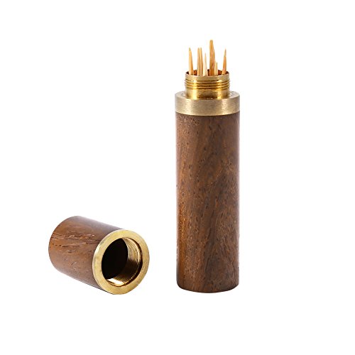Hztyyier Tragbarer Zahnstocherbehälter aus Holz Mini Zahnstocherbox Tasche Ultralight Travel Kit (Schwarzes Holz) von Hztyyier