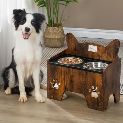 Hzuaneri Erhöhte Hundenäpfe, Erhöhter Hundenapf, Hundenapfständer mit 2 Edelstahlnäpfen, Auslaufsicheres Hundenapf-Set, Futternäpfe, für Kleine Mittlere Große Hunde, Vintagebraun und Schwarz PB07101B Hzuaneri Erhöhte Hundenäpfe, Erhöhter Hundenapf, Hundenapfständer mit 2 Edelstahlnäpfen, Auslaufsicheres Hundenapf-Set, Futternäpfe, für Kleine Mittlere Große Hunde, Vintagebraun und Schwarz PB07101B von Hzuaneri