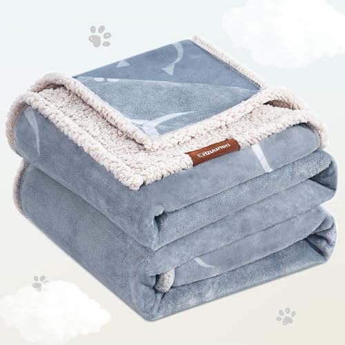 Hzuaneri wasserdichte Hundedecke, Sherpa Fleece Haustier Decke für Mittelgroße und Große Hunde, Katzen, L, 150 x 127 cm, maschinenwaschbar, Beidseitiger Sofabezug-Schutz, Grau PB80600G von Hzuaneri