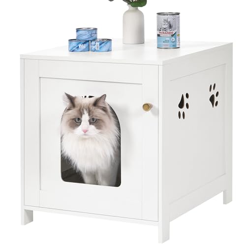 Hzuaneri Katzenschrank, versteckte Katzentoilette Möbel, Lagerung Schrank Bank, hölzerne Katze Waschraum für Wohnzimmer, Schlafzimmer, weiß CB82213X von Hzuaneri