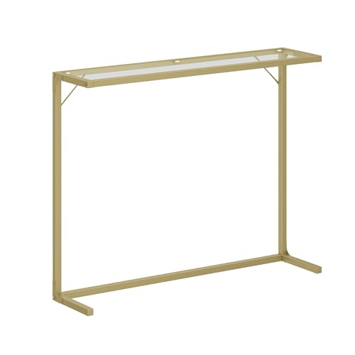 Hzuaneri Konsolentisch, schmaler Sofatisch, Eingangstisch, Akzenttisch, Glas, Modern, einfache Montage, für Wohnzimmer, Eingangsbereich, Flur, 100 x 24 x 80 cm, Gold CT01301G von Hzuaneri