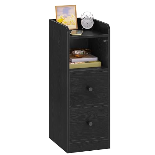 Hzuaneri Nachttisch Schmal, Beistelltisch mit 2 Schubladen, Nachttische mit Offenem Fach, Verstellbare Schubladenposition für Schlafzimmer, Wohnzimmer, 30 x 24 x 65 cm Schwarz NS62104X Hzuaneri Nachttisch Schmal, Beistelltisch mit 2 Schubladen, Nachttische mit Offenem Fach, Verstellbare Schubladenposition für Schlafzimmer, Wohnzimmer, 30 x 24 x 65 cm Schwarz NS62104X von Hzuaneri