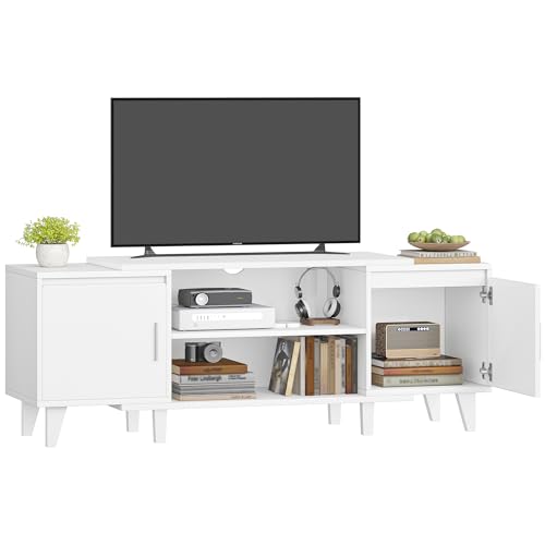 Hzuaneri TV- Schrank, Fernsehschrank, für TV-Geräte unter 60 Zoll, TV-Ständer mit 2 Schränken und 2 Freiflächen, 40 x 140 x 51,5 cm, für Wohnzimmer, Schlafzimmer, Esszimmer, Weiß TV16703E Hzuaneri TV- Schrank, Fernsehschrank, für TV-Geräte unter 60 Zoll, TV-Ständer mit 2 Schränken und 2 Freiflächen, 40 x 140 x 51,5 cm, für Wohnzimmer, Schlafzimmer, Esszimmer, Weiß TV16703E von Hzuaneri