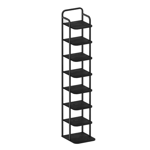 Hzuaneri Vertikales Schuhregal, 8-Stöckige Schuhregale, Schuhturm Für Kleine Räume, Freistehend, Verstellbar, Platzsparend, Schwarz SR04304B von Hzuaneri