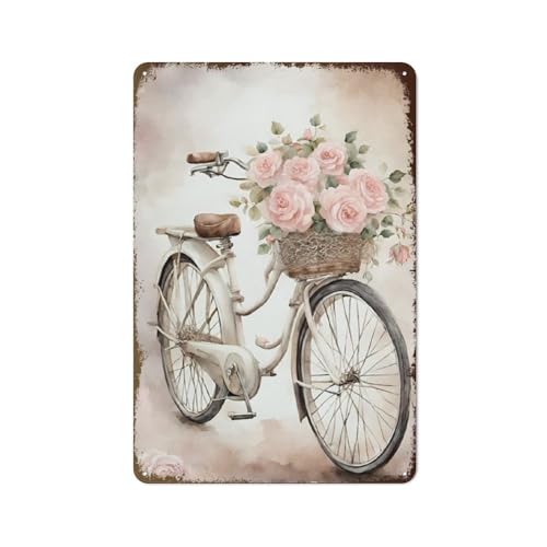 Hzws Metall-Blechschild im Vintage-Stil mit Rosenstrauß, Wandschild für Blumenladen, Zuhause, Männerhöhle und Kaffeebar, Wanddekoration, 30 x 20 cm, 2D flach von Hzws