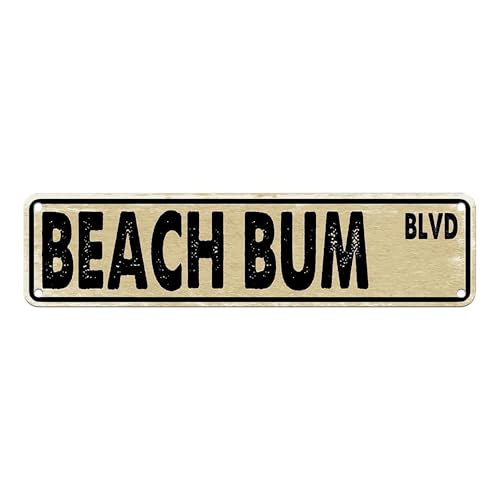 Simple Letters "Beach Bum BLVD" Vintage-Binnblechschild, stilvolle Wandkunst für Badezimmer und Gothic-Wanddekoration, ein einzigartiges Poster, 40,6 x 10,2 cm (Stil 6) von Hzws