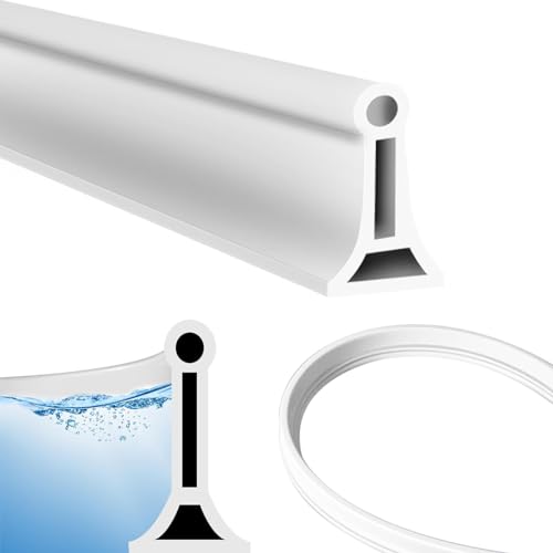 2M Selbstklebend Schwallschutzleiste Selbstklebende schwallschutzleiste Wassersperre Schwallschutzleiste Dusche Duschdichtung Selbstklebend Silikon Weiß 2M für Küche Toilette Duschabtrennung (Weiß) von Hzyclzh