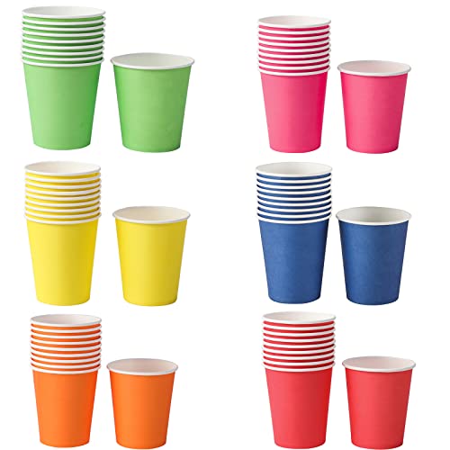 60 Stück Party Becher, Farbe Einweg Pappbecher, Farbe Pappbecher Bunt, Bunte Pappbecher Einwegbecher, Pappbecher Einweg Bunte für Hochzeit, Kinder DIY, Partybedarf, Kaffee, Tee, Heißen und Kalten von Hzyclzh