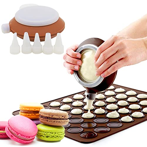Macarons Silikonmatte 48 Löcher Macarons Backmatte, Braun Silikon Backmatte, Macaron Silikon Backmatte Form Set, Macarons Backmatte aus Silikon für Cupcake, Dessert, mit Dekorieren Stift und 5 Düsen Macarons Silikonmatte 48 Löcher Macarons Backmatte, Braun Silikon Backmatte, Macaron Silikon Backmatte Form Set, Macarons Backmatte aus Silikon für Cupcake, Dessert, mit Dekorieren Stift und 5 Düsen von Hzyclzh