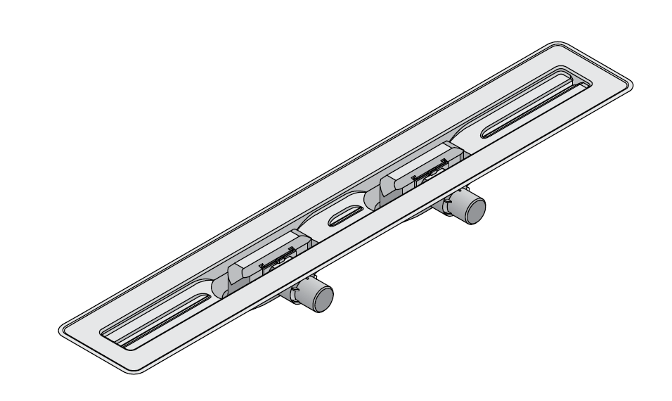 I-DRAIN Korpus Basic 57 mm Tür, 120cm,2Siphon waagr.DN40,Butylklebeband ID4BD12002X1 von I-Drain