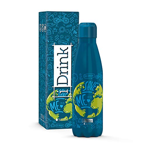 I-Drink Botella Térmica Doble Pared 350/500/750/1.000 ML, Decorada (1000 ML, Mundo) von IDRINK