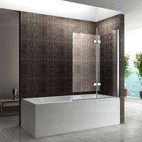 Badewannenabtrennung Badewannenfaltwand Nano Klarglas 140cm Höhe DK809 100x140 von I-FLAIR