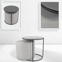 I-flair - Beistelltisch mit Hocker jasper runder Couchtisch 40x40 cm Schwarz-Grau N7 von I-FLAIR