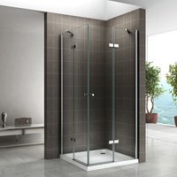 Duschkabine Duschabtrennung Eckeinstieg Scharniertür NANO-ESG Klarglas Höhe: 190cm DK19 105x105 von IFLAIR