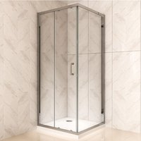 Duschkabine mit Schiebetür Eckdusche mit Rollensystem aus esg Glas 190cm Hoch 80x110 cm (Tür:110cm) von I-FLAIR