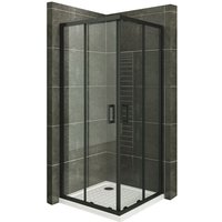 Duschkabine mit Schiebetüren Eckdusche mit Rollensystem aus ESG Glas 180cm Hoch mit schwarze Profile DK79 70x70 cm von I-FLAIR