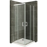 Duschkabine mit Schiebetüren Eckdusche mit Rollensystem aus esg Glas 190cm Hoch 80x120 mit Duschwanne von I-FLAIR