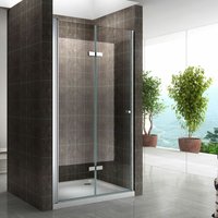 Einzelfalttür Falttür Duschtür Duschabtrennung Klarglas 6mm ESG Sicherheitsglas - alle Größen 72-76cm von I-FLAIR