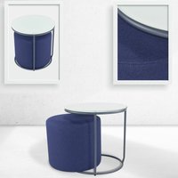 Iflair - Beistelltisch mit Hocker jasper runder Couchtisch 40x40 cm Grau-Navy N4 Iflair - Beistelltisch mit Hocker jasper runder Couchtisch 40x40 cm Grau-Navy N4 von IFLAIR